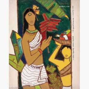 Woman With Plantains - Art Prints By Mf Husain