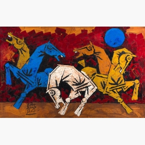 Five Horses By Mf Husain