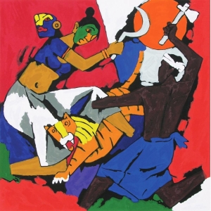 Kerala With Tiger By Mf Husain