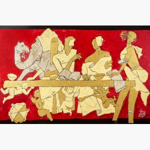 The Last Supper In Red By Mf Husain