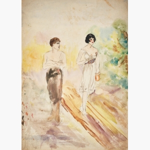 Watercolour On Paper Man And Woman