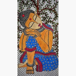 Buddha Painting Madhubani Indian Art Indian Folk Wall Art