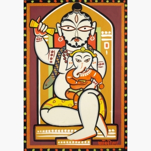 Shiva And Ganesha Painting By Jamini Roy