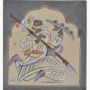 Mughal warrior by Nandalal Bose (1937)