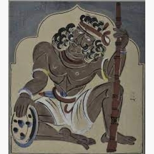 A Dom Warrior - Haripura Panels Collection - Nandalal Bose - Bengal School Painting