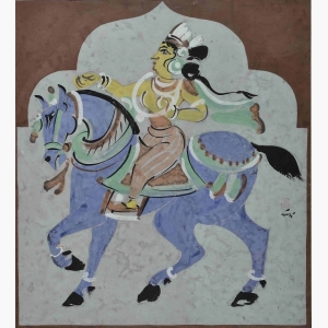 Lady on a horse by Nandalal Bose (1937)