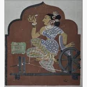 Spinning Cotton - Haripura Panels Collection - Nandalal Bose