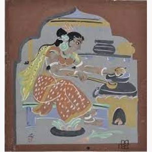 Cooking by Nandalal Bose (1937)