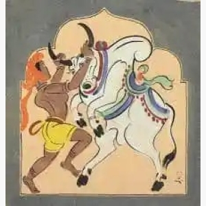 Bullfighter By Nandalal Bose