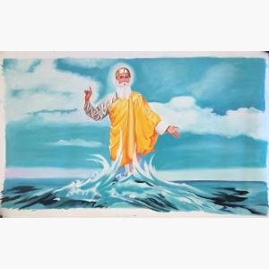 Guru Nanak Sikh Painting Handmade Punjab Spiritual Oil Canvas Ethnic Sikhism Art