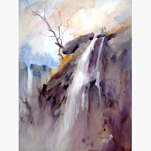 Waterfall Watercolor Painting