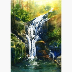 Wooded Waterfall Landscape
