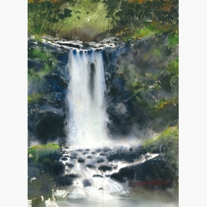 Waterfall Watercolor Painting