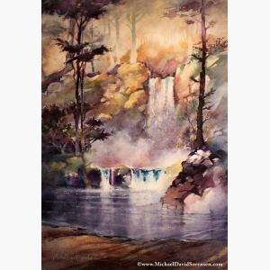 Waterfall Watercolor Painting