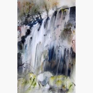 waterfall watercolor painting