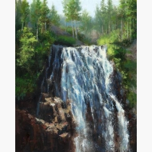 Waterfall Watercolor Painting