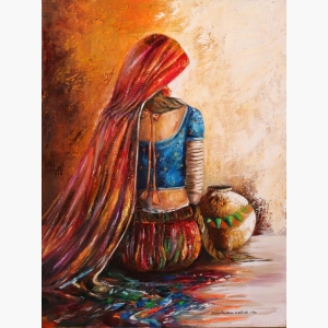 South Asian Woman II --- Handmade Oil Painting