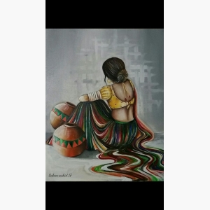 South Asian Woman V --- Handmade Oil Painting