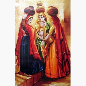 Village Women Going to Fetch Water with Kalash on Their Head