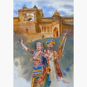Original Watercolor Rajasthan painting