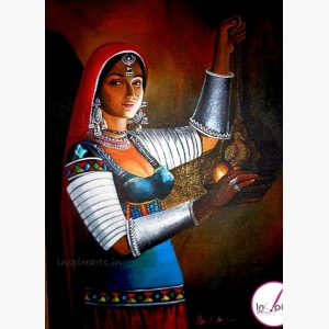 Rajasthani women keeping a lamp