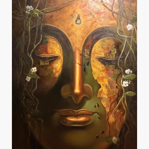 Gautam Buddha Face Art – Oil Painting