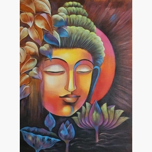 Crafts Handmade Buddha Canvas Painting