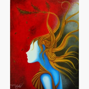 Female creature abstract painting