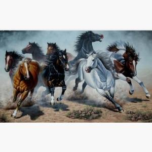 Seven  horses handmade painting