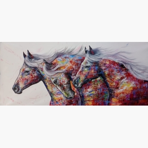 Seven  horses handmade painting