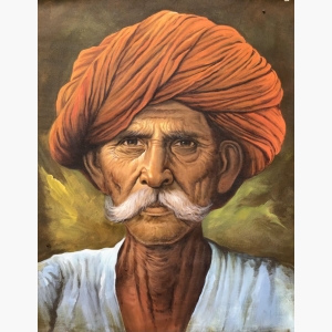 Turban Man Rajasthani village handmade painting