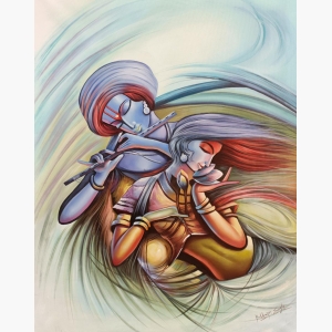 Radha with Krishna ji abstract Painting