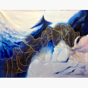 Gold Line Abstract Modern Painting