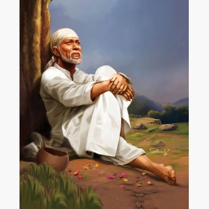 sai baba oil painting