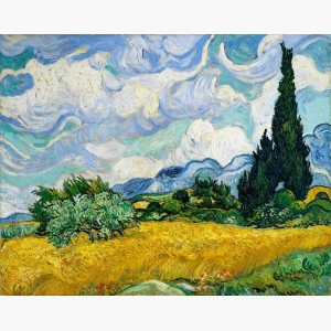 Wheat Field with Cypresses