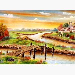 Village Watercolor Painting