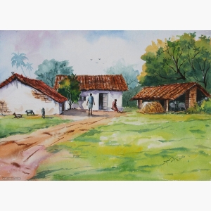 Village Scene Painting